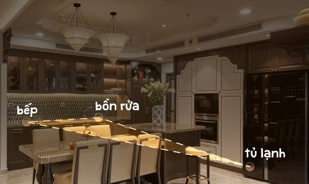 Áp dụng tam giác vàng trong thiết kế nội thất phòng bếp