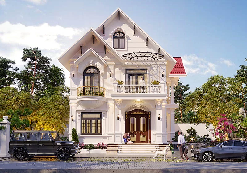 nhà mái Thái 2 tầng đẹp hiện đại