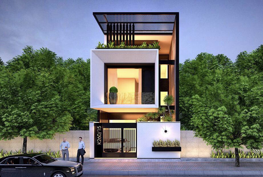 Thiết kế cửa chính và cửa sổ cho nhà phố 6m 3 tầng