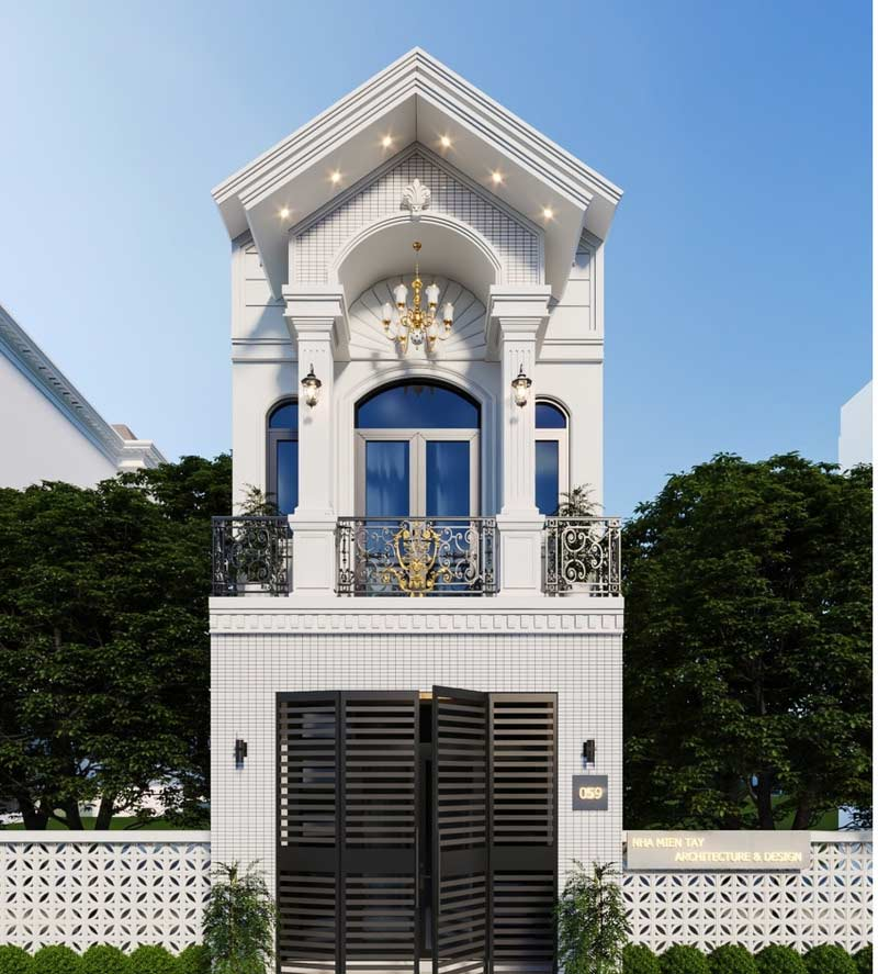Sử dụng màu sắc trang nhã khi thiết kế mặt tiền nhà phố đẹp