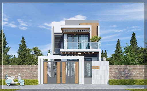 Thiết kế sử dụng các đường nét đơn giản, gọn gàng khi thiết kế mặt tiền nhà phố đẹp
