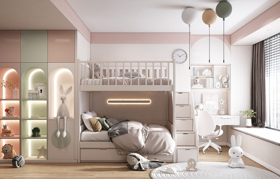 Các ý tưởng thiết kế phòng ngủ 9m2 cho 2 bé khác giới