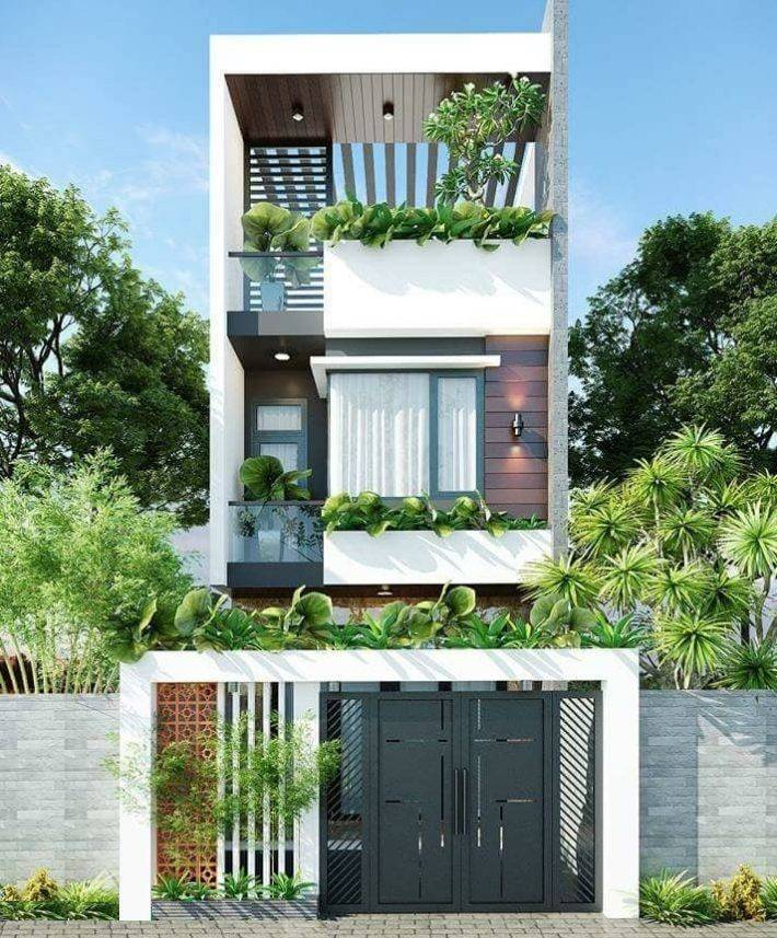 Ý tưởng thiết kế mặt tiền nhà phố với cây xanh