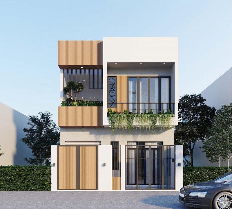 Thiết kế nhà 2 tầng 5x20m có gara