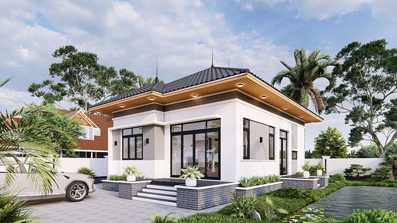 Thiết kế nhà vuông 10x10 1 tầng mới nhất 2025