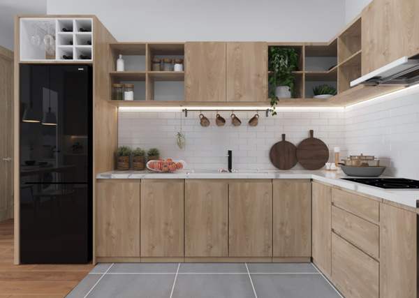 Bếp chữ L phong cách tối giản