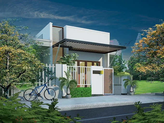 Nhà ống 1 tầng mái bằng tối giản