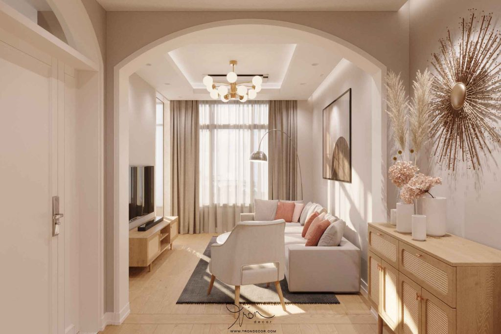 Mẫu 6: Nhà ống 1 tầng phong cách Scandinavian tối giản